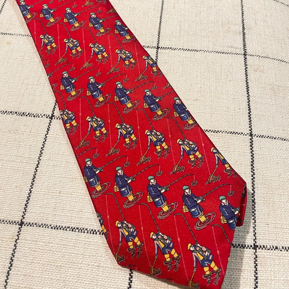 Fly Fishing 100% Silk Tie - Stockton Bell- Boston- Made in USA